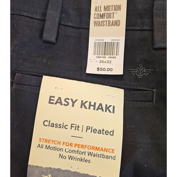 Dockers Mens Easy Khaki Classic Fit Pleated Dress Pants 36 W x32 L Stretch Black - Picture 9 of 12
